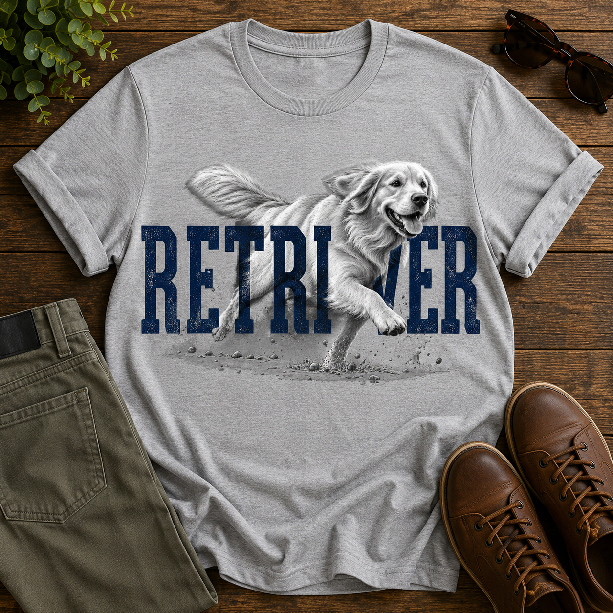 Golden Retriever Tee — Vintage Running Retriever Graphic T-Shirt