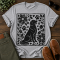 Dog Floral T‑Shirt — Black & White Golden Retriever Silhouette Tee