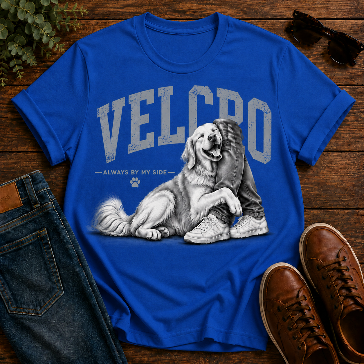 Always By My Side Golden Retriever T-Shirt — Velcro Dog Graphic Tee