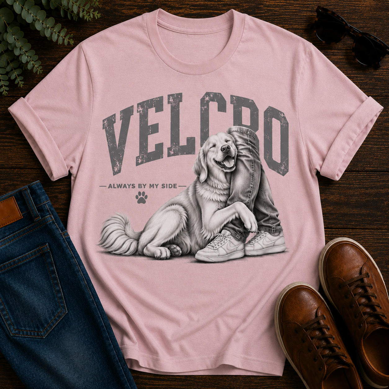 Always By My Side Golden Retriever Graphic T-Shirt