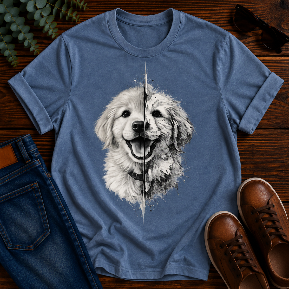 Golden Retriever Split Portrait Tee
