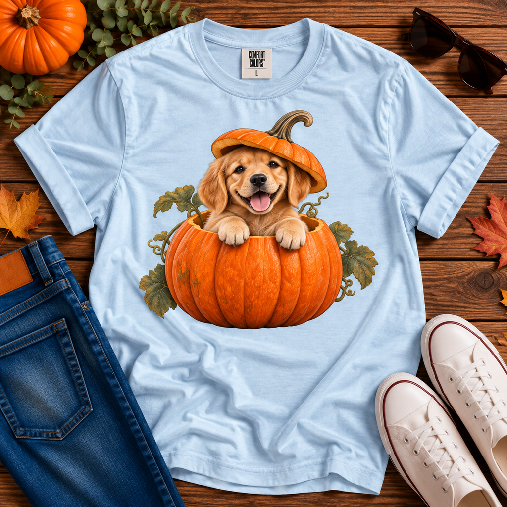 Pumpkin Golden Retriever Puppy Tee