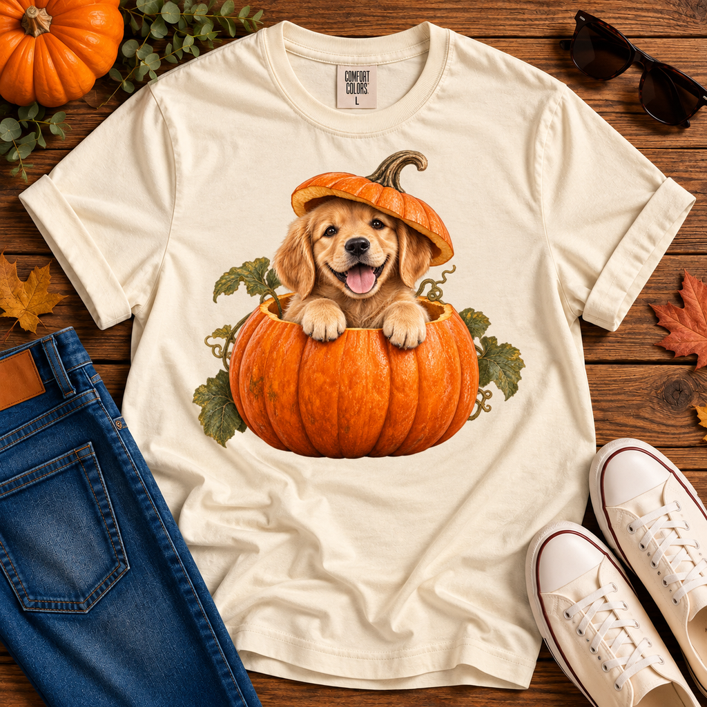Pumpkin Golden Retriever Puppy Tee
