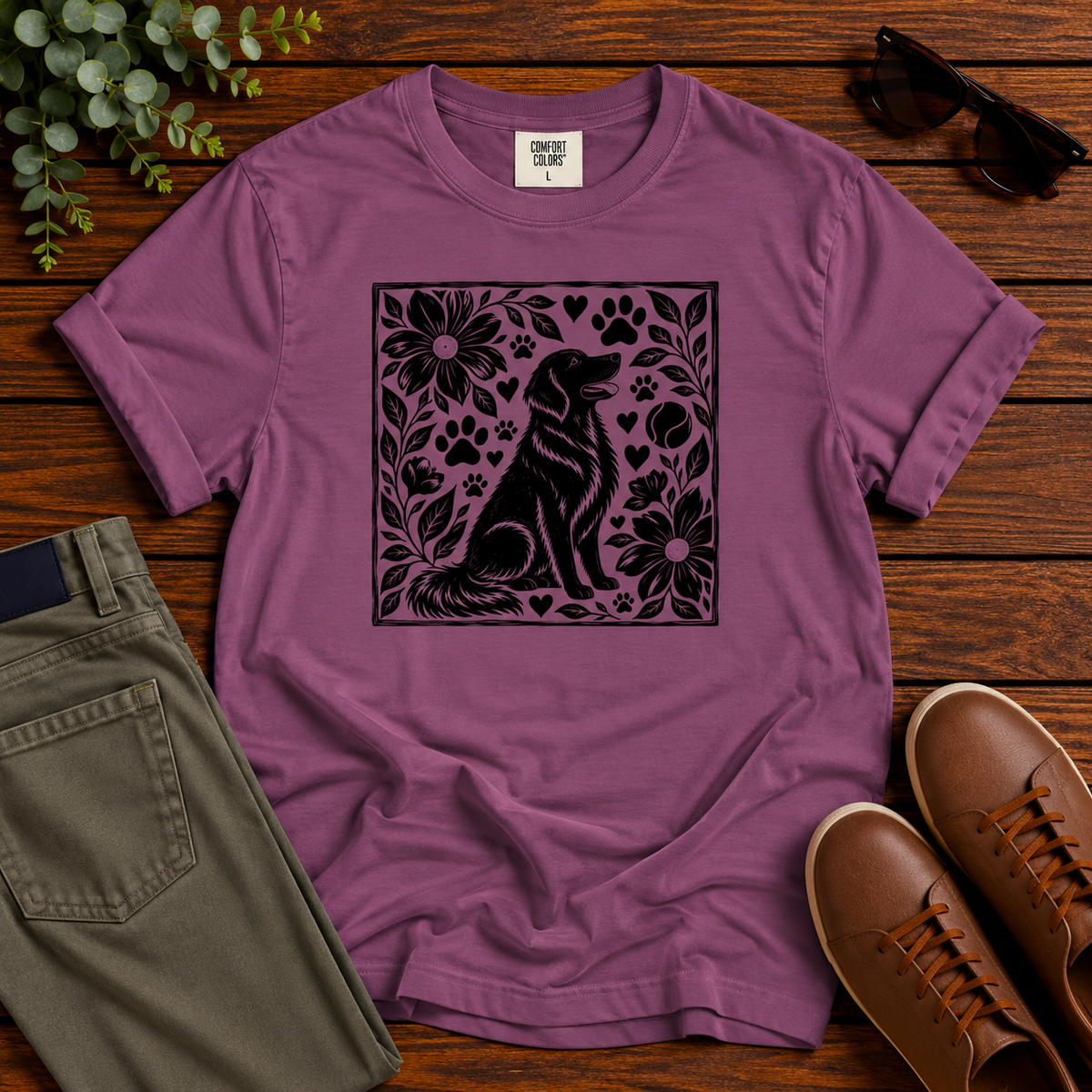 Golden Retriever Floral Tee