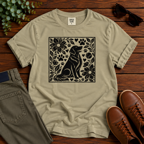 Golden Retriever Floral Tee