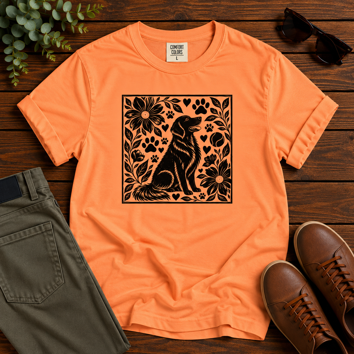 Golden Retriever Floral Tee